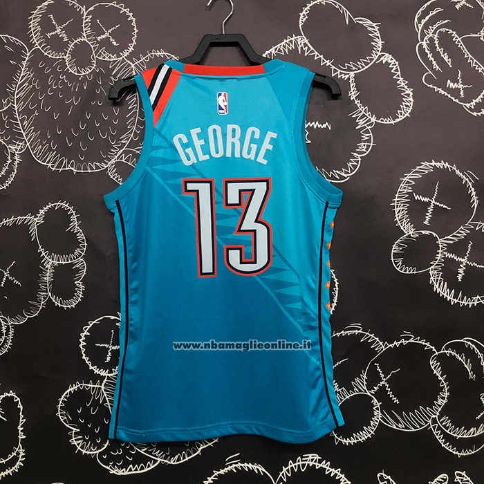 Maglia Oklahoma City Thunder Paul George #13 Citta 2018-19 Blu